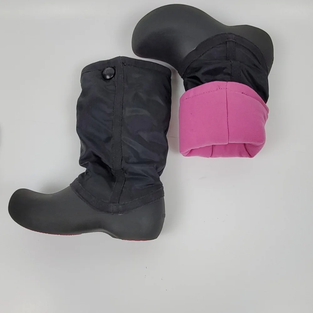 Crocs black lining boots girls toddler size W4